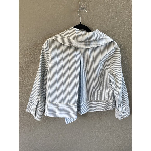 Daughters of the Liberation anthro striped Jacket Seersucker Crop buttons blue - Picture 6 of 11